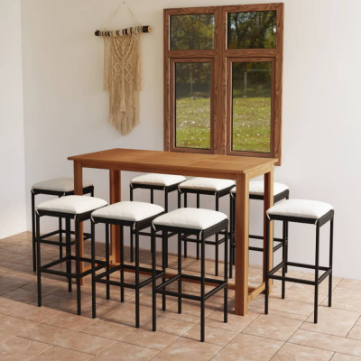 Set mobilier bar de gradina cu perne, 9 piese, negru GartenMobel Dekor foto