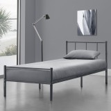 [en.casa]&reg; Pat rama metalica Laos W90, 209,5 x 91,5 x 81,5 cm, otel, gri mat, single HausGarden Leisure
