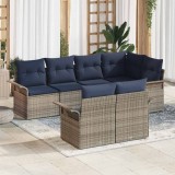 vidaXL Set de canapele pentru grădină cu pernă 7 pcs Gri Rattan poli 3354074