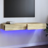 Comodă TV cu lumini LED, stejar sonoma, 120x35x15,5 cm