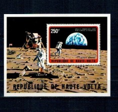 Haute Volta 1973 - Cosmonautica, aselenizarea, colita neuzata