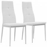 Gossi scaune de bucatarie, 2 buc., alb, piele ecologica