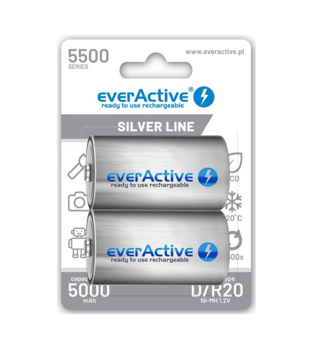 Baterie reincarcabila R20 D 5500mAh everActive Silver Line-Conținutul pachetului 1x Blister