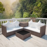 Set mobilier de gradina cu perne, 4 piese, maro, poliratan GartenMobel Dekor, vidaXL