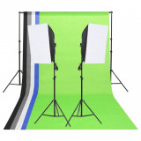 VidaXL Kit de iluminat pentru studio cu fundaluri și softbox-uri