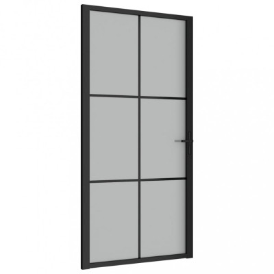 Ușă de interior, 102,5x201,5 cm, Negru, sticlă mată și aluminiu foto