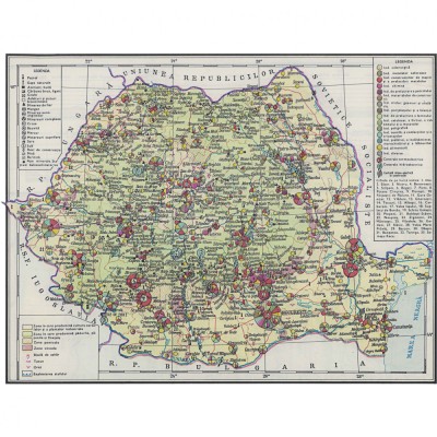 Harta economica Romania, 1983, reproducere foto