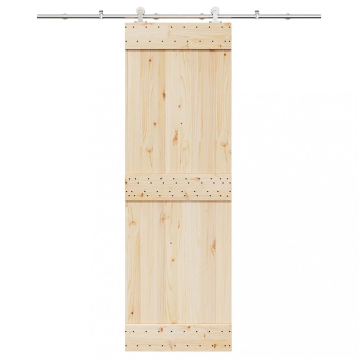 Set piese pentru ușă glisantă, argintiu, 200 cm oțel inoxidabil