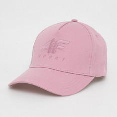 4F șapcă de baseball din bumbac culoarea roz, neted