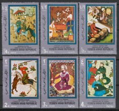 Yemen, Nord (Republica) 1971 Mi 1457/62 MNH - Picturi persane in miniatura