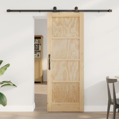 Ușă glisantă cu set de hardware &amp;#039;ORKDAL&amp;#039;din lemn masiv de pin foto