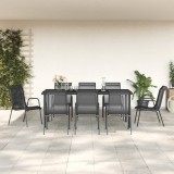 VidaXL Set mobilier de grădină, 9 piese, negru, oțel și textilenă