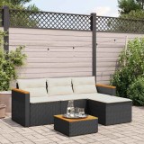 vidaXL Set mobilier de grădină cu perne, 3 piese, negru, poliratan