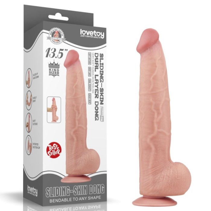 Dildo realist gigantic 13.5&#039;&#039; King Sized Sliding Skin Dual Layer Dong (34cm)