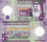 Arabia Saudita 5 Riyali 2020, Bancnota Polimer UNC, Asia, Neutilizata