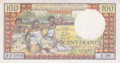 Bancnota Madagascar 100 Franci = 20 Ariary (1966) - P57 UNC ( vezi descriere )