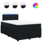 Cumpara ieftin Pat box spring cu saltea, negru, 120x190 cm, catifea