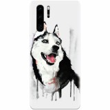 Husa silicon pentru Huawei P30 Pro, Husky Dog Watercolor Illustration