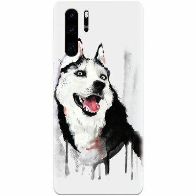 Husa silicon pentru Huawei P30 Pro, Husky Dog Watercolor Illustration foto