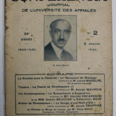 CONFERENCIA , JOURNAL DE L ' UNIVERSITE DES ANNALES , JANVIER , 1930 , VEZI DESCRIEREA !