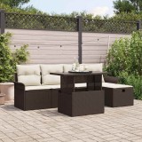 Cumpara ieftin Set de canapele pentru grădină cu pernă 6 pcs Maro Rattan poli