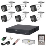 Sistem supraveghere Dahua 6 camere 5MP Dual Light IR 20m WL 20m DVR 8 canale cu accesorii si HDD 1TB incluse SafetyGuard Surveillance, Rovision