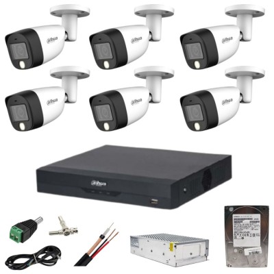 Sistem supraveghere Dahua 6 camere 5MP Dual Light IR 20m WL 20m DVR 8 canale cu accesorii si HDD 1TB incluse SafetyGuard Surveillance foto