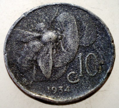 1.663 ITALIA VITTORIO EMANUELE III 10 CENTESIMI 1934 R FALS foto