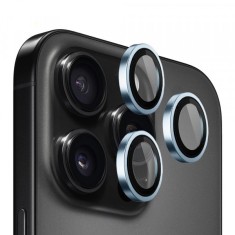 Folie de protectie Camera Spate Blueo Metal Frame pentru Apple iPhone 13 Pro Max / 13 Pro, Sticla Securizata, Albastra