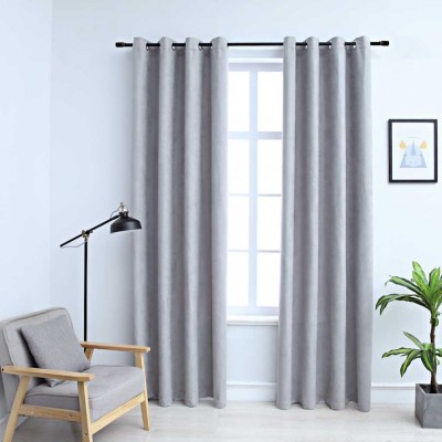 vidaXL Draperii opace cu inele metalice, 2 buc., gri, 140 x 245 cm 134466 foto