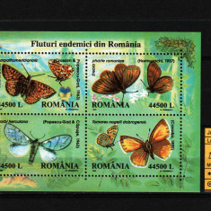 Timbre România, 2002 | Fluturi endemici - Insecte | Bloc MNH | aph