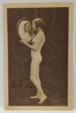 TANARA NUD , CU OGLINDA , CARTE POSTALA CU SUBIECT EROTIC , ANII ' 20