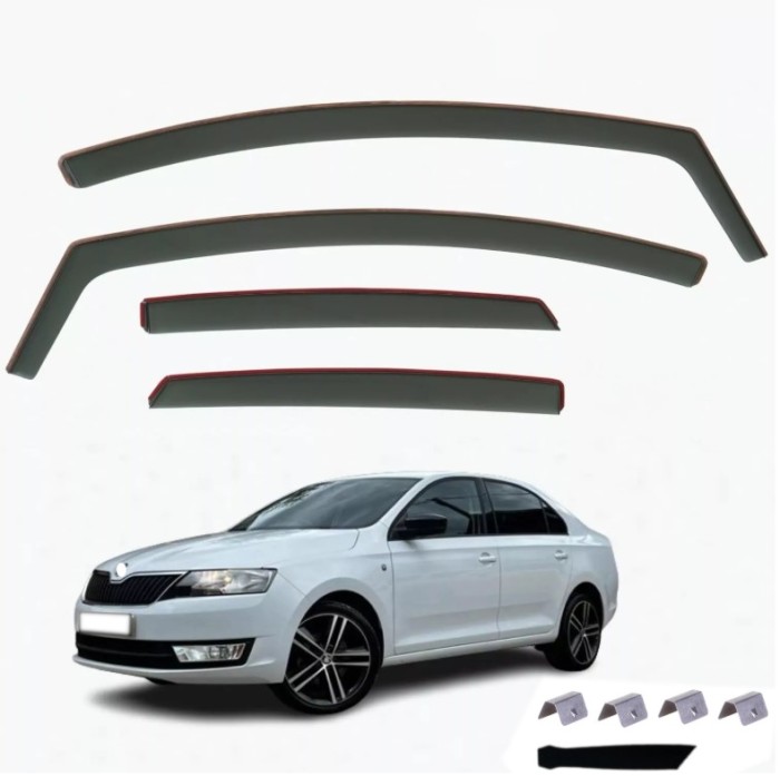Set de 4 Paravanturi auto geamuri fata si spate, pentru SKODA RAPID SEDAN 2013-2019