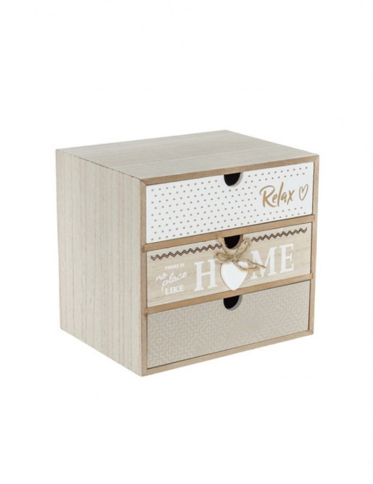 Cutie decorativa din lemn cu 3 sertare, 20x15x18cm