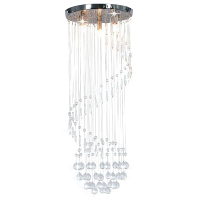 Lustră cu mărgele de cristal, argintiu, spirală, G9 foto