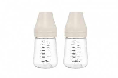 Set 2 biberoane PA anticolici premium cu tetina S, crem (160 ml) foto