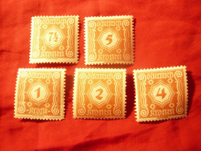 Set 5 serii mici Austria 1919-1922 , 15 val. sarniera foto
