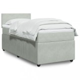 VidaXL Pat box spring cu saltea, gri deschis, 90x200 cm, catifea 3289932