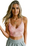 Sutien Bralette Sexy Roz Broderie, Cupe Buretate, Bretele Subtiri Reglabile - Marimi S/M