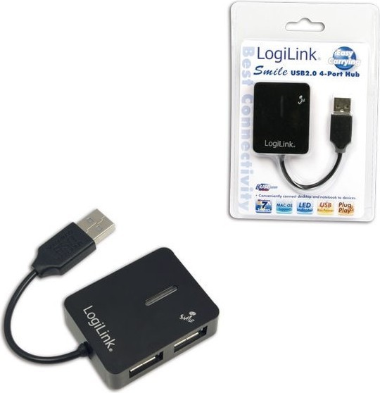 HUB extern LOGILINK, porturi USB: USB 2.0 x 4, conectare prin USB 2.0, cablu 0.05 m, negru, &quot;UA0139&quot; (timbru verde 0.8 lei)