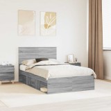 Cumpara ieftin Cadru de pat Gri Sonoma 135 x 190 cm Lemn de pin masiv