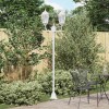 VidaXL St&acirc;lp de iluminat pentru grădină - 2 lămpi E27, alb, 220 cm, din aluminiu.