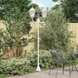 St&acirc;lp de iluminat pentru grădină cu 2 lămpi E27 Alb 220 cm Aluminiu