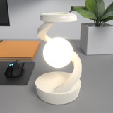 Lampa inteligenta rotativa ZYTEQ&reg;️ birou/noptiera, control multiplu, senzor miscare, RGB, lumina de noapte, wireless charger, baterie, alba
