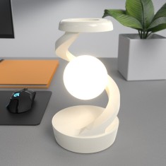 Lampa inteligenta rotativa ZYTEQ&reg;️ birou/noptiera, control multiplu, senzor miscare, RGB, lumina de noapte, wireless charger, baterie, alba
