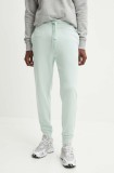 HUGO pantaloni de trening din bumbac culoarea verde, neted, 50489617
