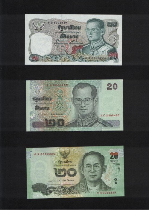 Thailanda 3 x 20 bath unc