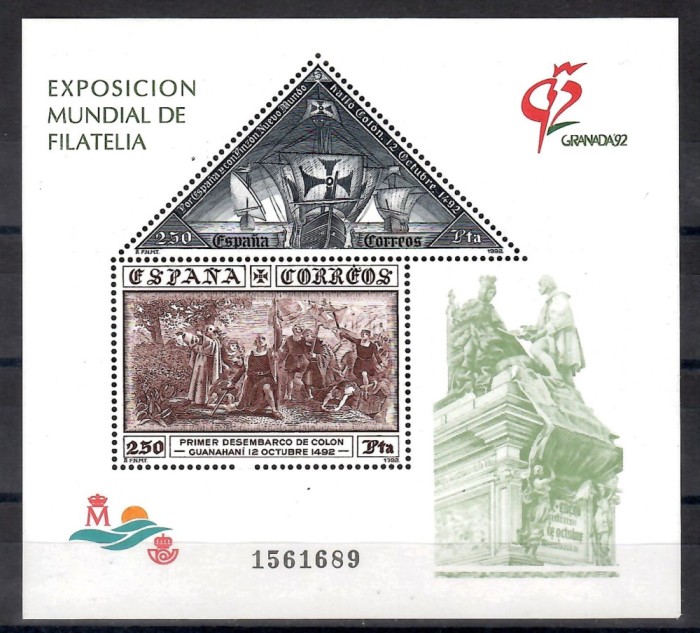 Spania 1992 - Expozitia Internationala Filatelica GRANADA &#039;92, Bloc, MNH