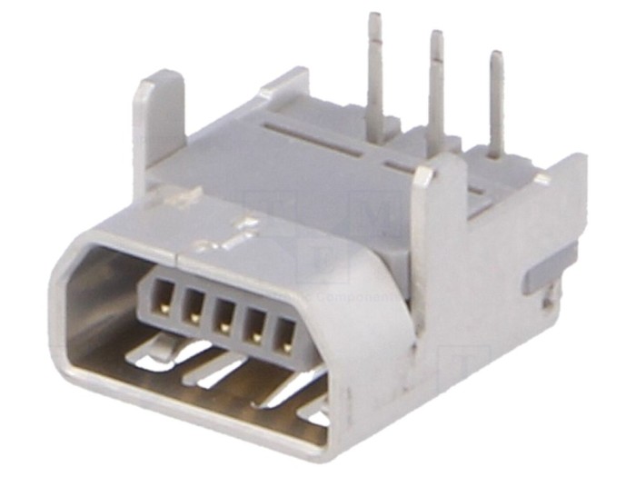 Conector USB AB mini soclu 5-pini 90&deg;