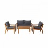 Set Mobilier Gradina Lemn GoodHome Denya, Canapea, Masa Cafea &amp; 2 Fotolii, 4 Persoane, Maro